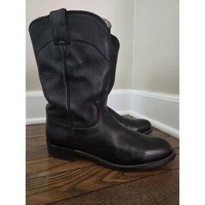 Vtg Justin Ropers Cowboy Boots Womens 6.5b Black‎ Style J60277 Cowgirl